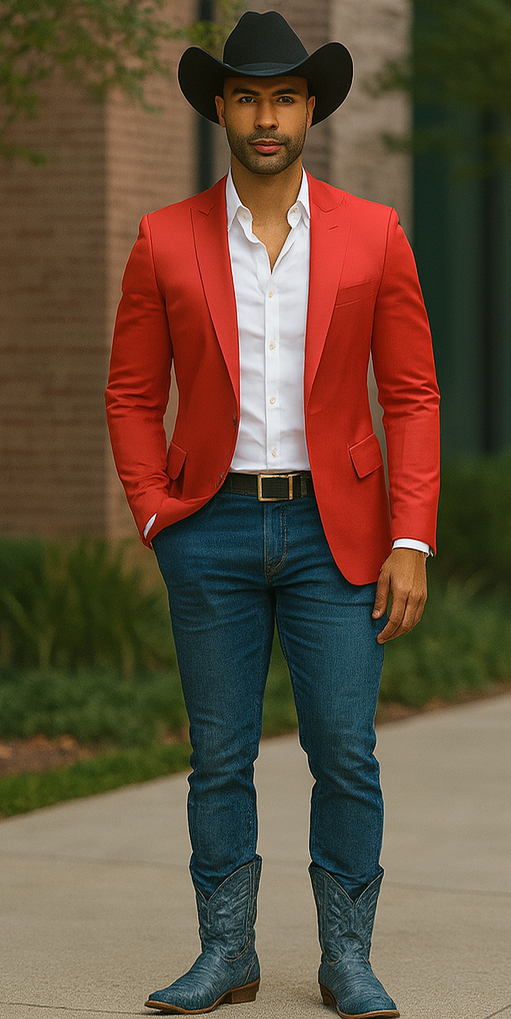 Mens Western Suit in Color Red