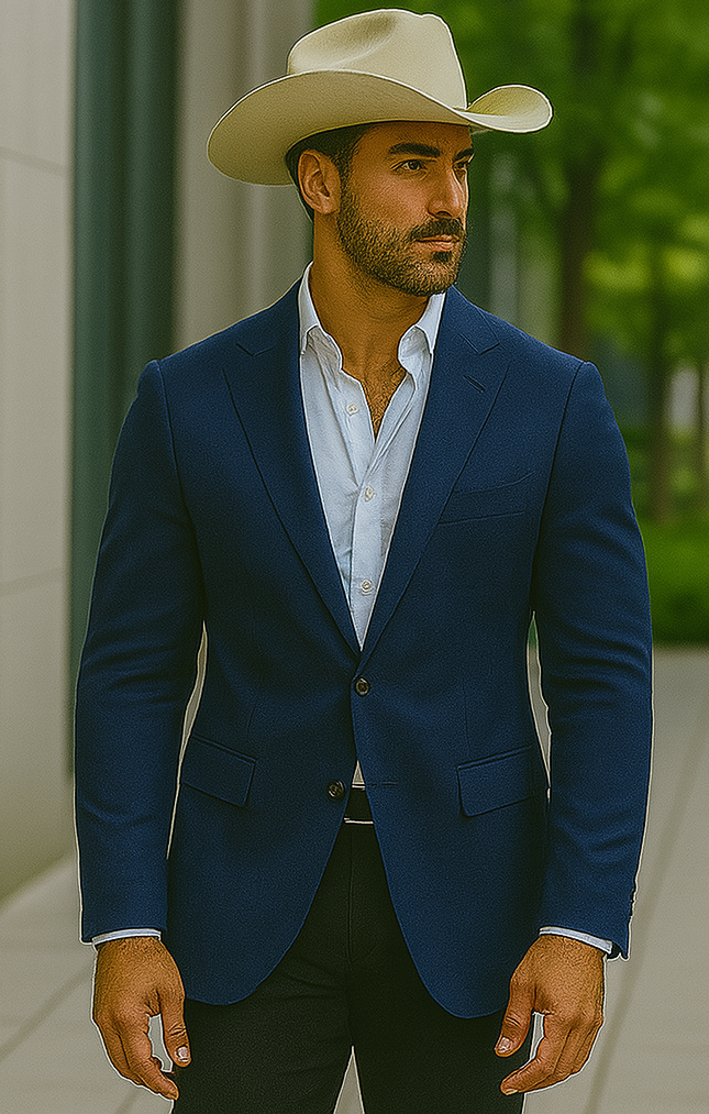 Men's Cowboy Blazer - Western Sport Coat in Color Sapphire blue - Indigo Cobalt - Dark Royal Color