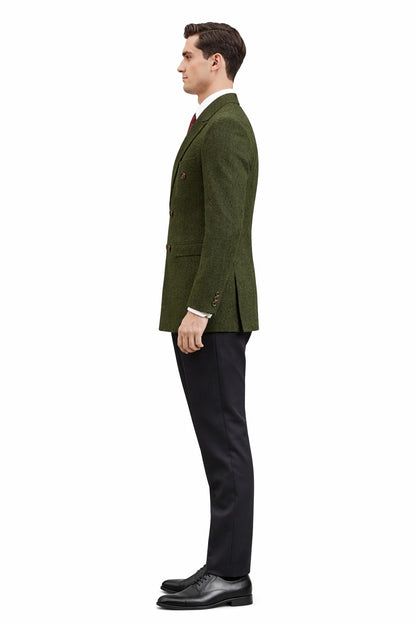 Mens Dark Green Winter Blazer - Hunter Sport Coat jacket Modern Fit 2 Buttons Style Notch