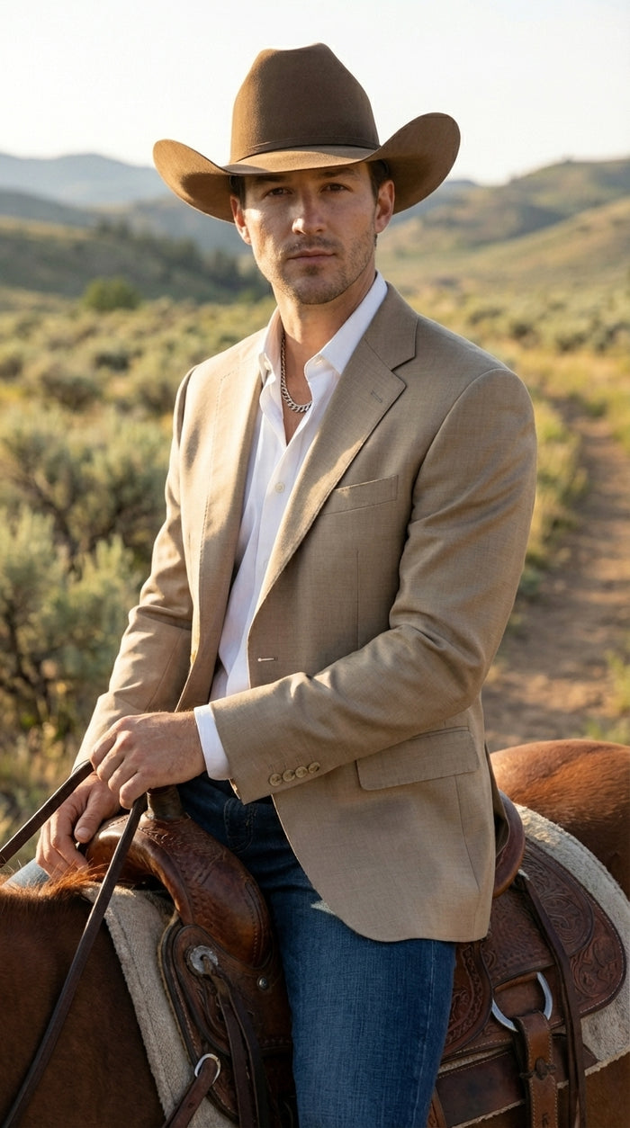 Men's Dark Tan Cowboy Western Blazer – Classic Western Style Sport Coat Casual Formal Jacket for Business Wedding Modern Fit