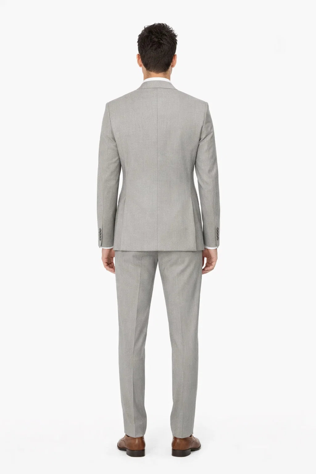 Mens Designer 2 Button Peak Lapel Grenada Prom Tuxedo Suit in Light Grey