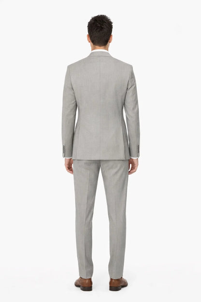 Mens Designer 2 Button Peak Lapel Grenada Prom Tuxedo Suit in Light Grey