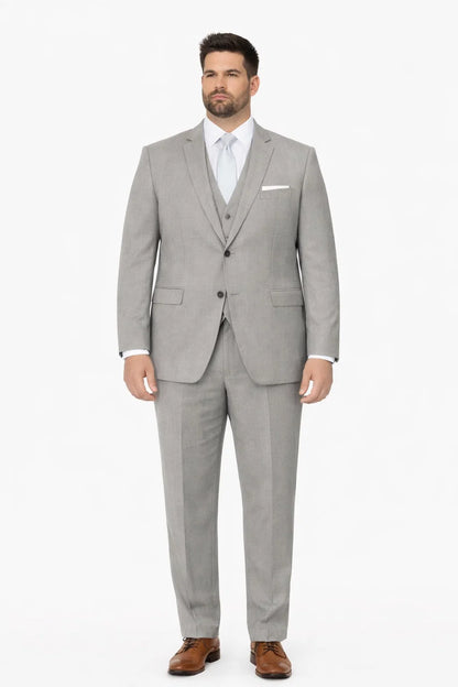 Mens Designer 2 Button Peak Lapel Grenada Prom Tuxedo Suit in Light Grey