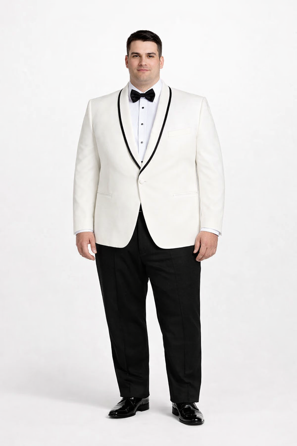 Mens Designer Charles Shawl Dinner Jacket in Ivory with Black Trim