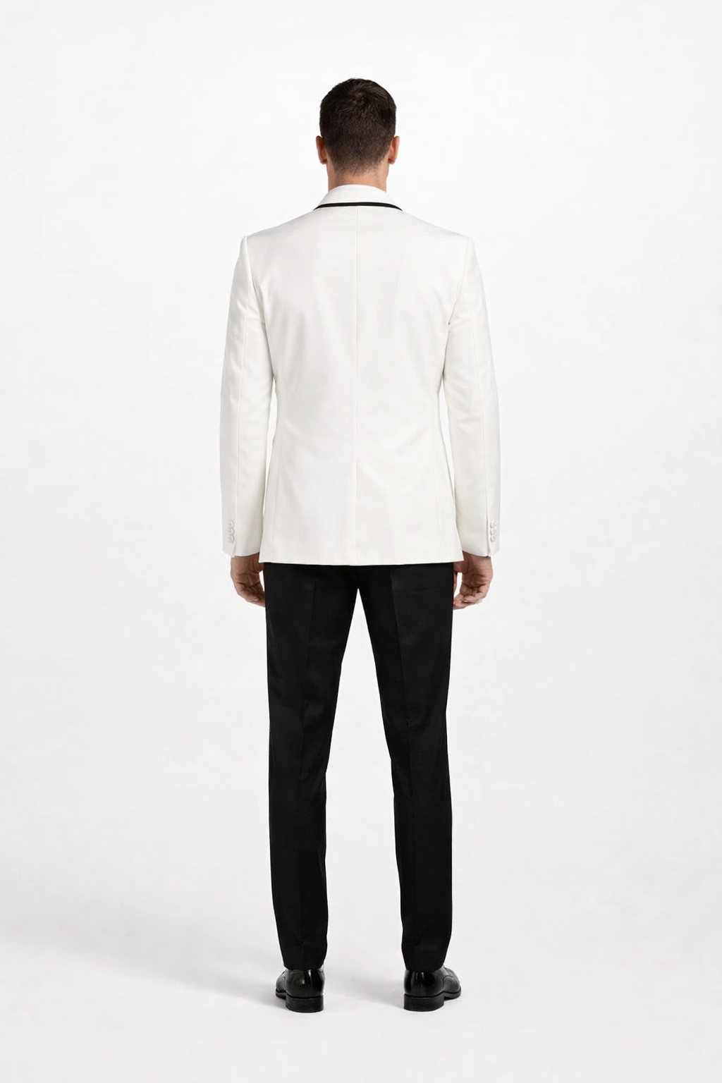 Mens Designer Charles Shawl Dinner Jacket in Ivory with Black Trim