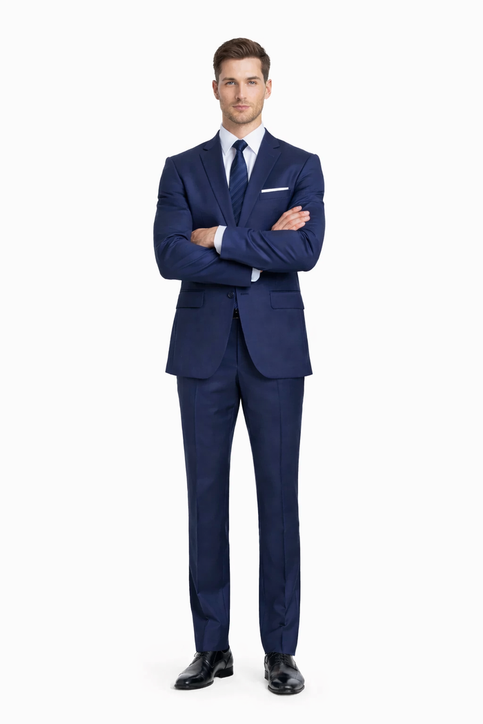 Mens Designer Collin One Button Wedding and Prom Tuxedo Navy