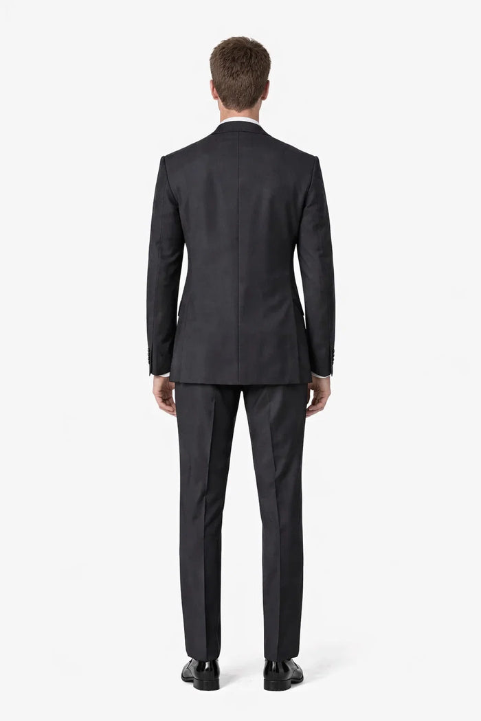 Men's Designer Double Breasted Wool Tuxedo in Black