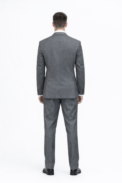 Mens Designer Grayson Satin Trim Wedding Tuxedo in Grey