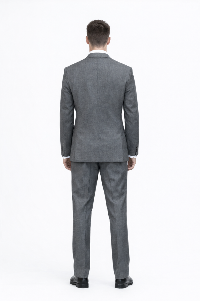 Mens Designer Grayson Satin Trim Wedding Tuxedo in Grey