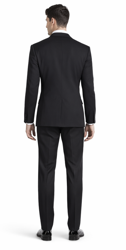 Mens Designer Jackson Peak Lapel Wedding Tuxedo in Black