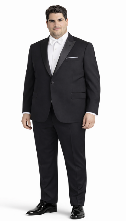 Mens Designer Jackson Peak Lapel Wedding Tuxedo in Black