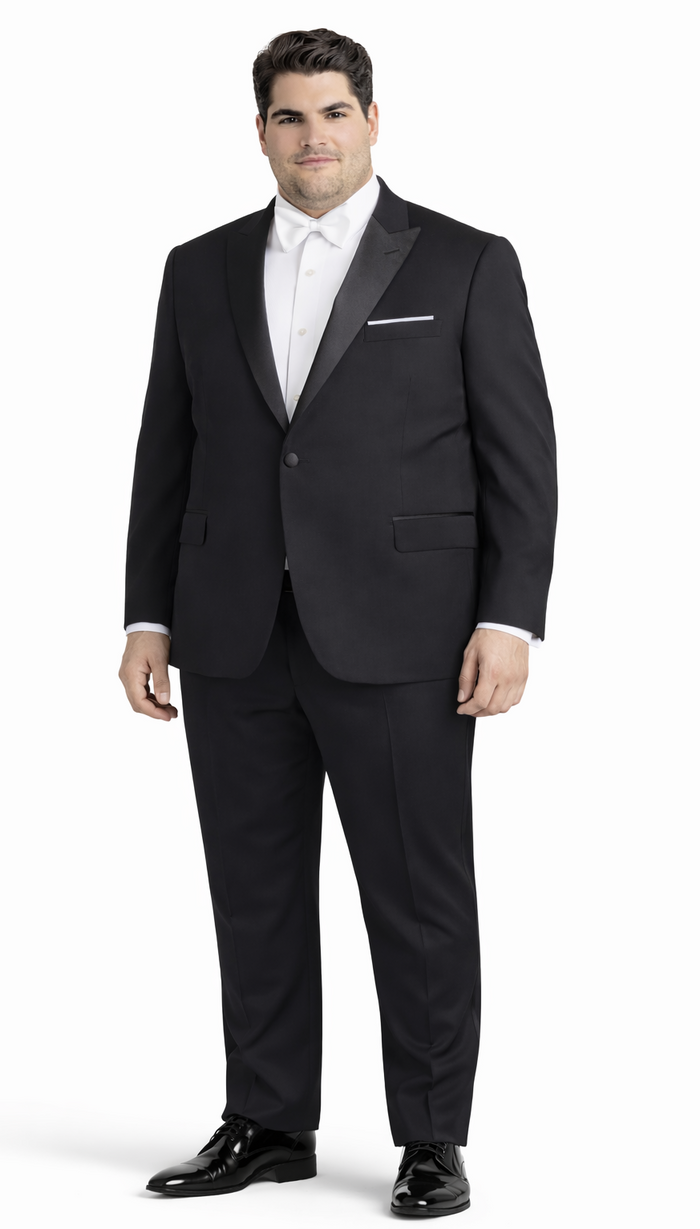 Mens Designer Jackson Peak Lapel Wedding Tuxedo in Black