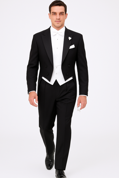 Mens Designer Mardi Gras Long Tail Tuxedo in Black