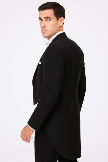 Mens Designer Mardi Gras Long Tail Tuxedo in Black