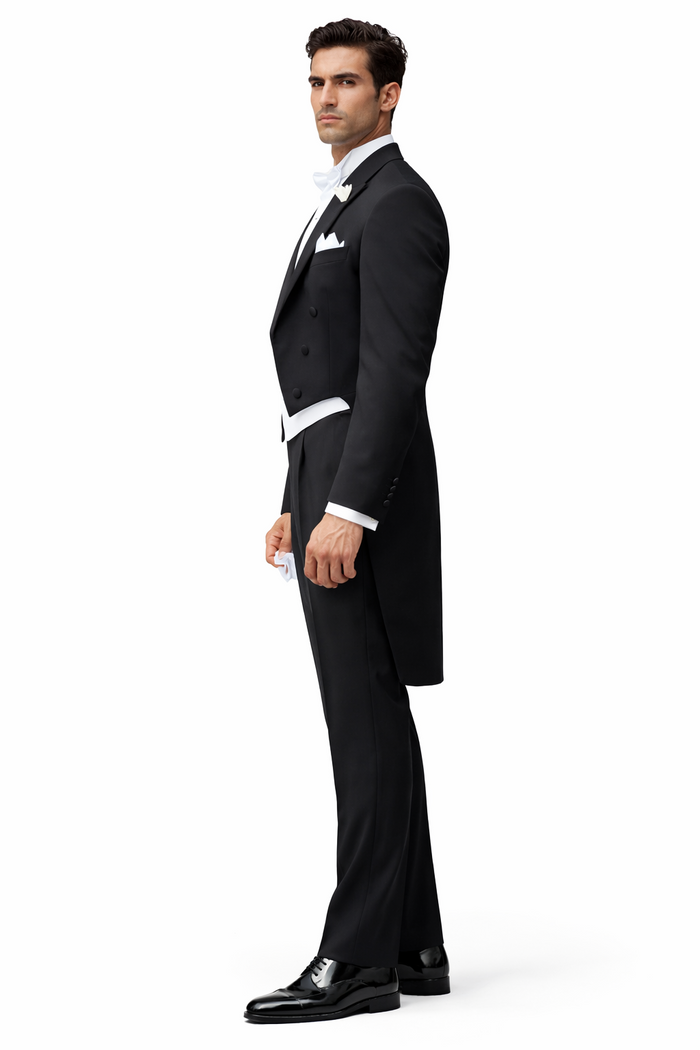 Mens Designer Mardi Gras Long Tail Tuxedo in Black