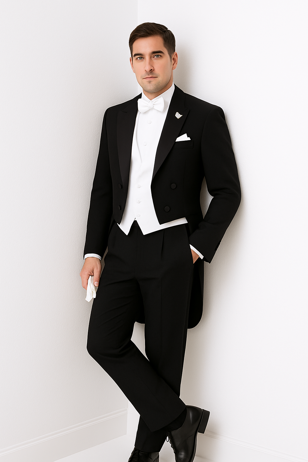 Mens Designer Mardi Gras Long Tail Tuxedo in Black