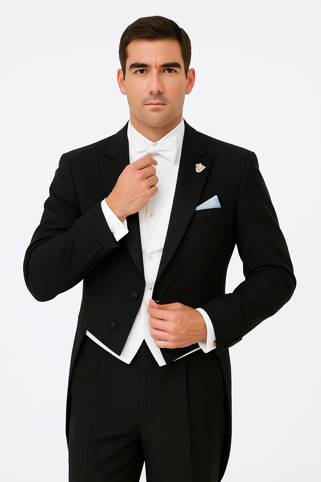 Mens Designer Mardi Gras Long Tail Tuxedo in Black