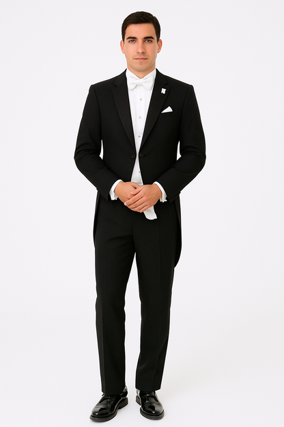 Mens Designer Mardi Gras Long Tail Tuxedo in Black