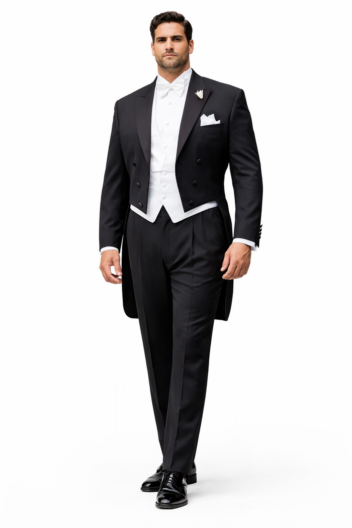Mens Designer Mardi Gras Long Tail Tuxedo in Black