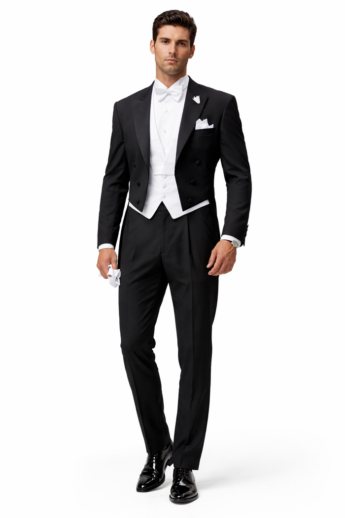 Mens Designer Mardi Gras Long Tail Tuxedo in Black