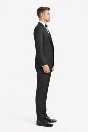Mens Designer Parker Classic Wool Tuxedo in Black