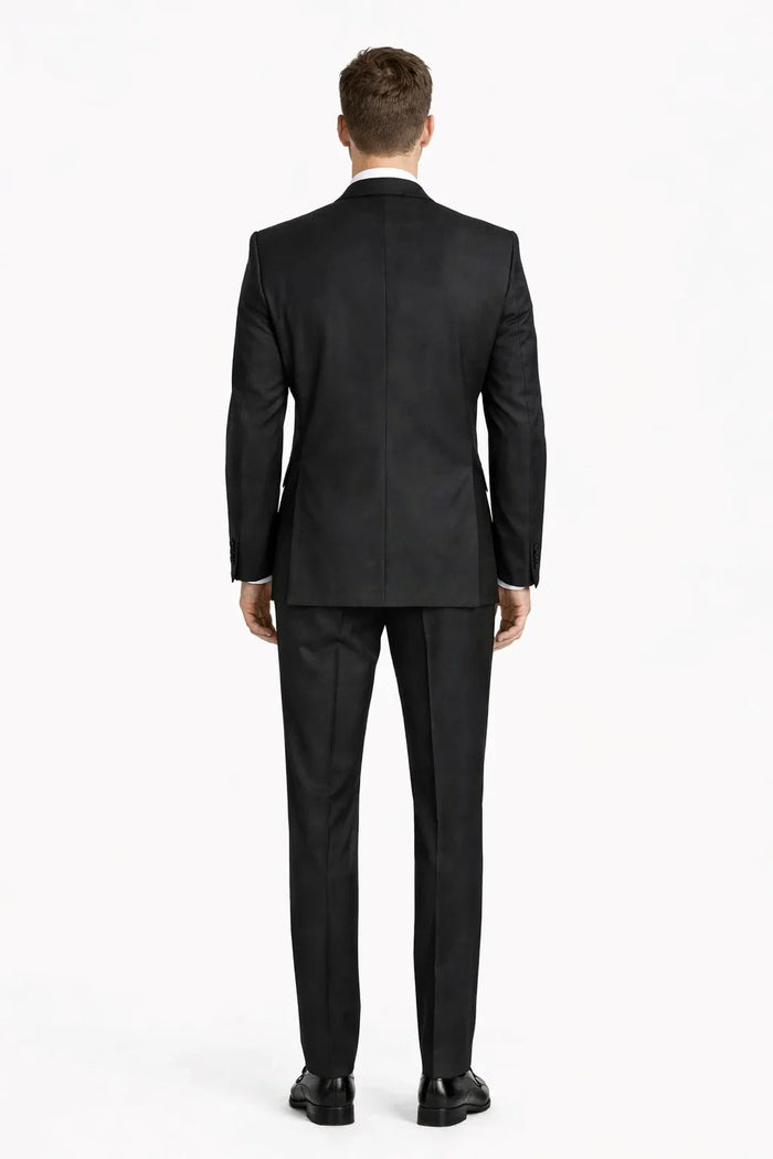 Mens Designer Parker Classic Wool Tuxedo in Black