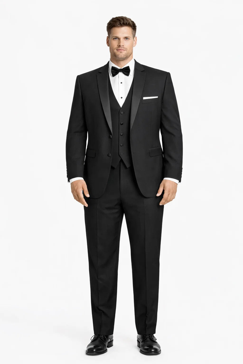 Mens Designer Parker Classic Wool Tuxedo in Black