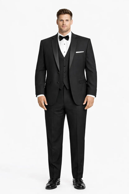 Mens Designer Parker Classic Wool Tuxedo in Black