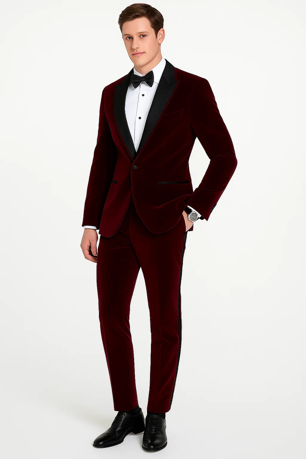 Mens Designer Velvet Dinner Jacket in Burgundy