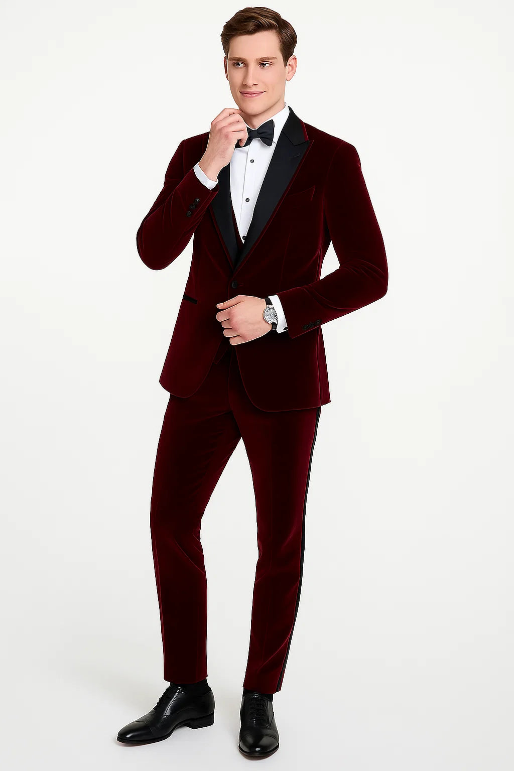 Mens Designer Velvet Dinner Jacket in Burgundy