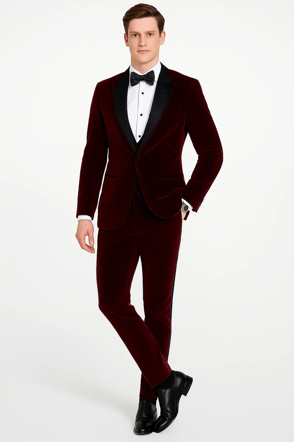 Mens Designer Velvet Dinner Jacket in Burgundy
