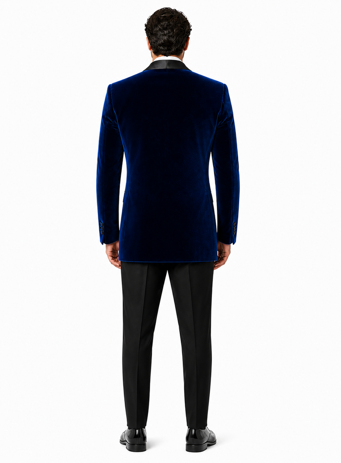 Men's Designer Velvet Tuxedo Dinner Jacket in Dark Royal Blue