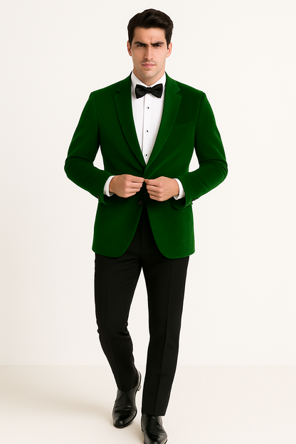 Mens Designer Velvet Tuxedo Jacket in Hunter Green