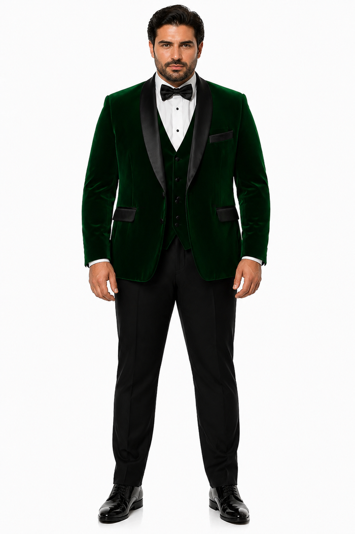 Mens Designer Velvet Tuxedo Jacket in Hunter Green