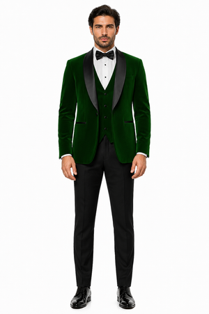 Mens Designer Velvet Tuxedo Jacket in Hunter Green