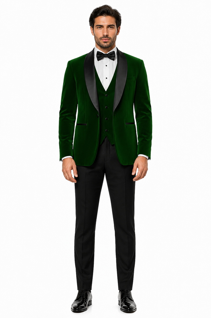 Mens Designer Velvet Tuxedo Jacket in Hunter Green