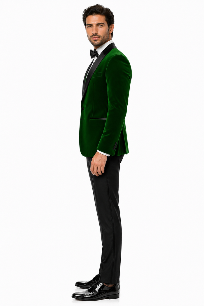 Mens Designer Velvet Tuxedo Jacket in Hunter Green