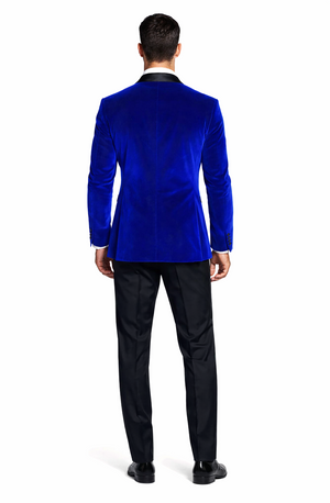 Mens Designer Velvet Tuxedo Royal Blue Dinner Jacket