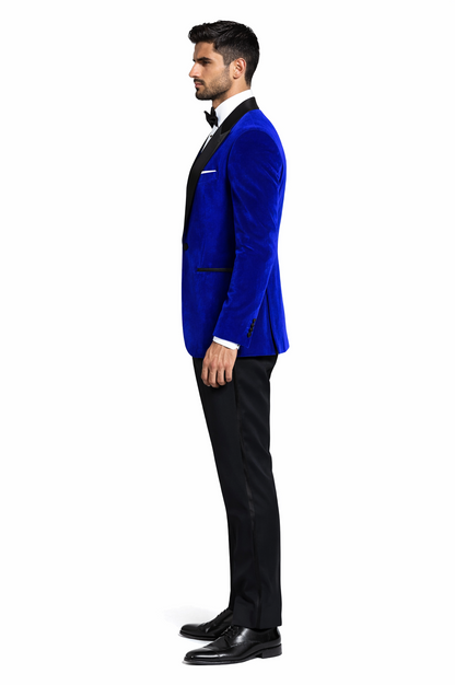 Mens Designer Velvet Tuxedo Royal Blue Dinner Jacket