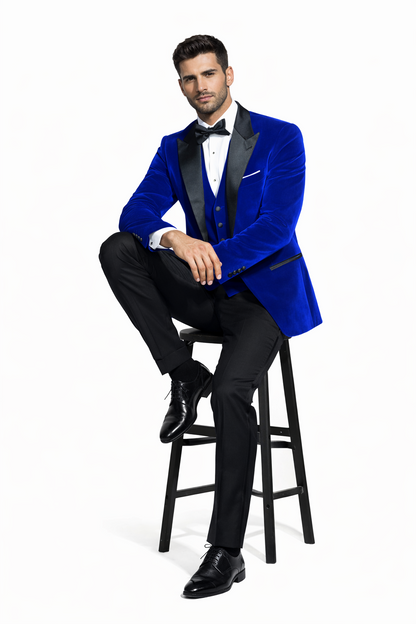 Mens Designer Velvet Tuxedo Royal Blue Dinner Jacket