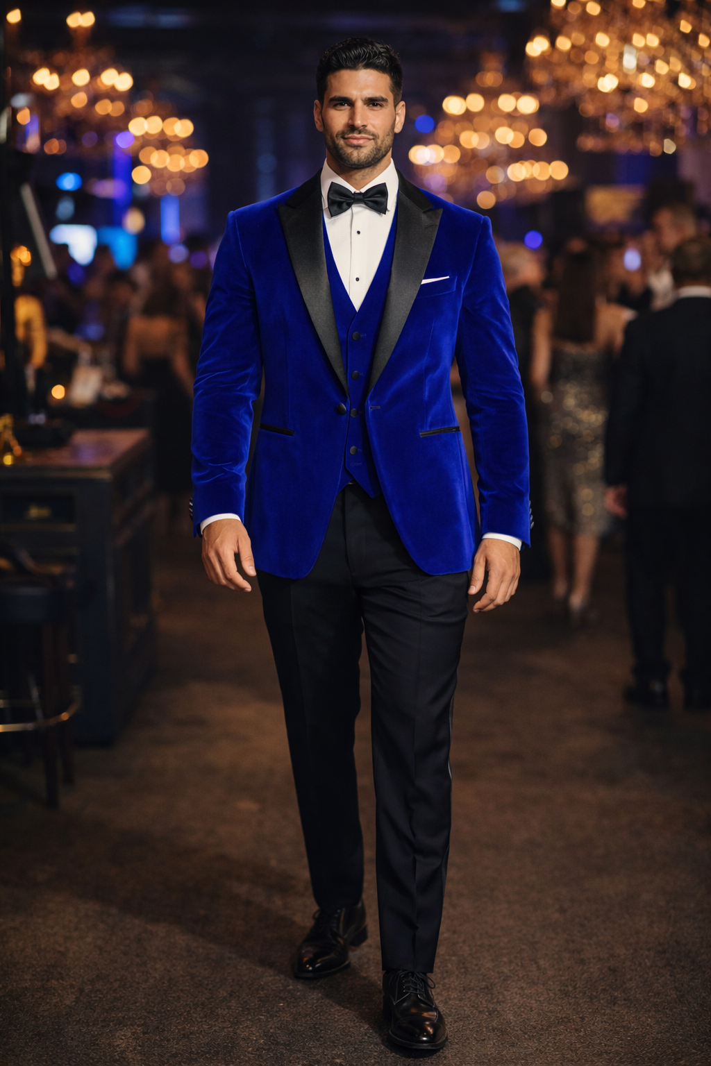 Mens Designer Velvet Tuxedo Royal Blue Dinner Jacket