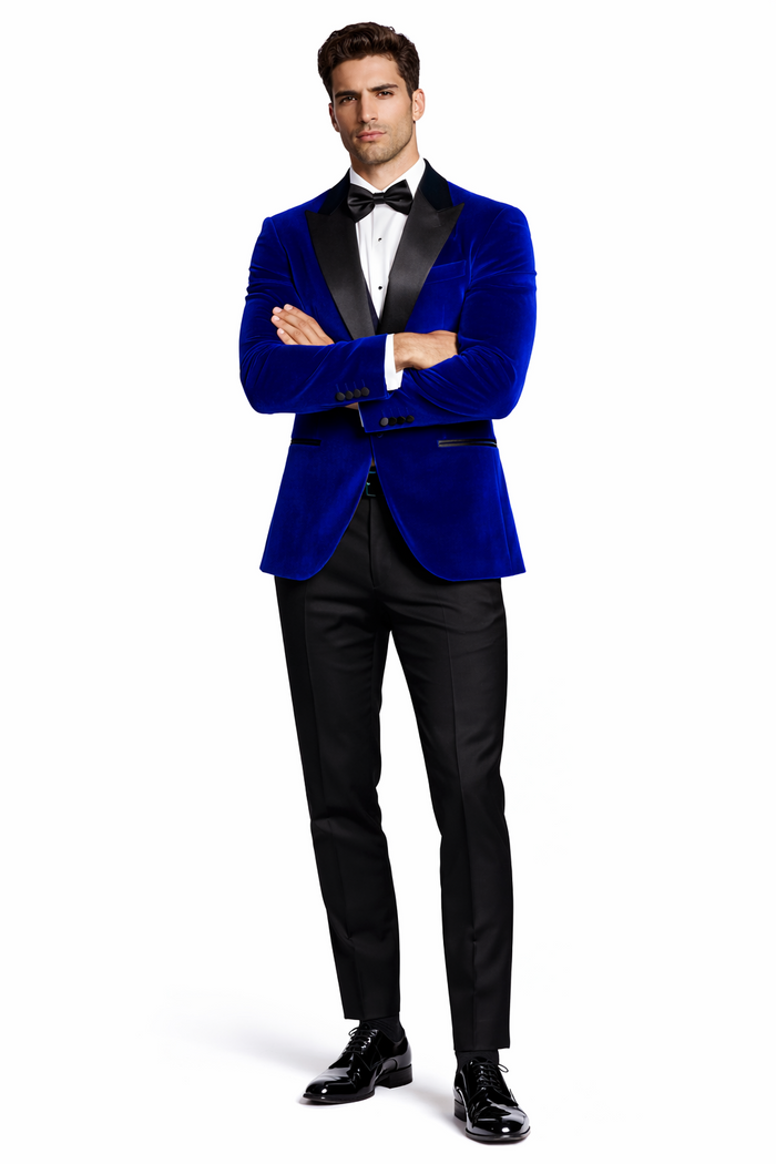 Mens Designer Velvet Tuxedo Royal Blue Dinner Jacket