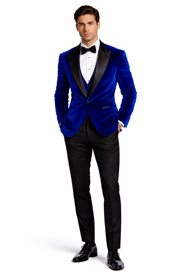 Mens Designer Velvet Tuxedo Royal Blue Dinner Jacket