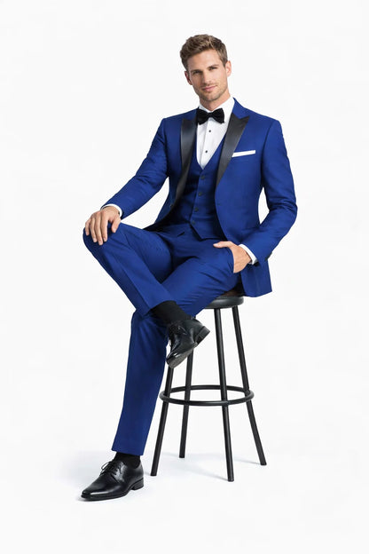 Mens Designer Wainscott Wedding Tuxedo Cobalt Blue