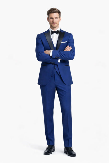Mens Designer Wainscott Wedding Tuxedo Cobalt Blue