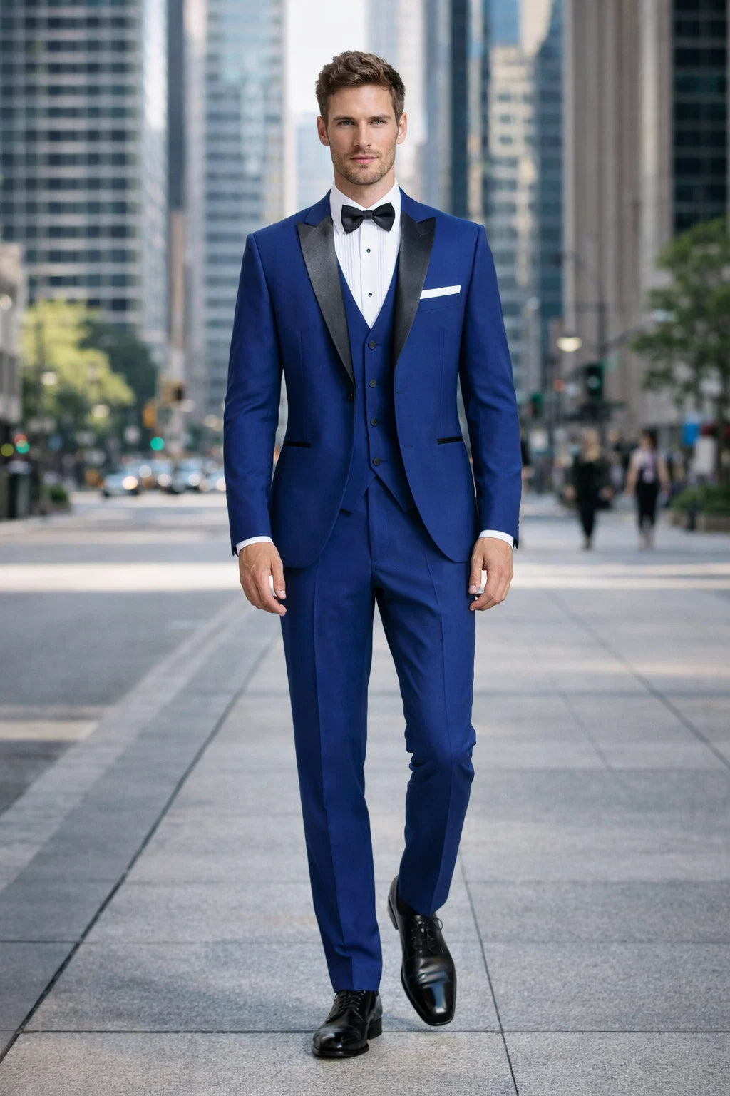 Mens Designer Wainscott Wedding Tuxedo Cobalt Blue