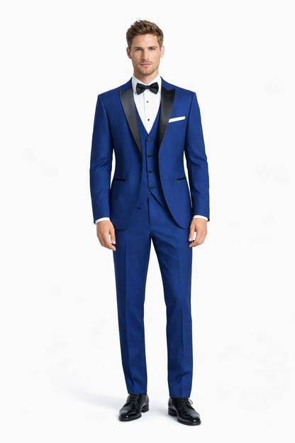 Mens Designer Wainscott Wedding Tuxedo Cobalt Blue