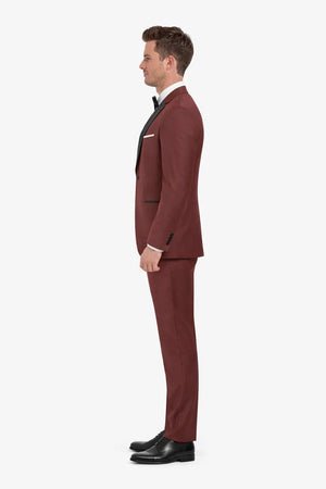 Mens Designer Wedding Tuxedo in Burgundy