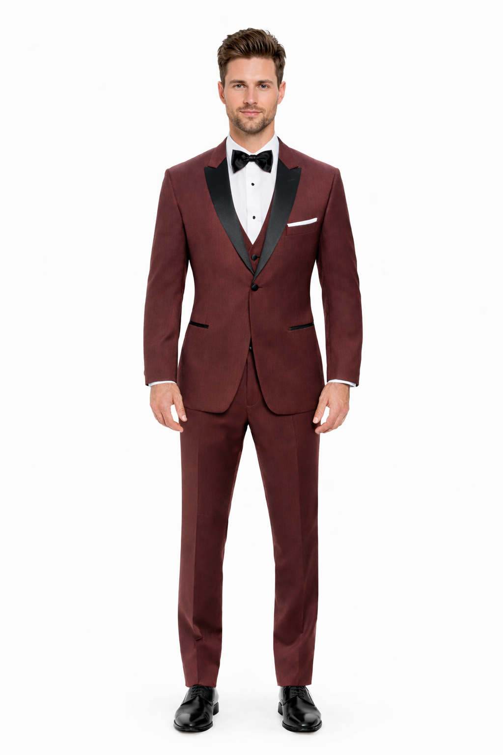 Mens Designer Wedding Tuxedo in Burgundy