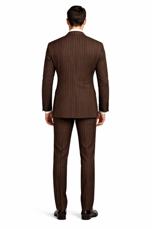 Mens Double Breasted Gangster Pinstripe Suit in Brown